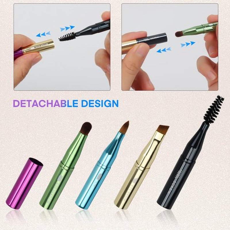 Unaone 4 in 1 Makeup Brush - Lip Brush for Lipstick, Eyebrow Brush, Eyeshadow Brush, Spiral Eyebrow Brush, Portable Detachable Multi-functional Lipstick Brush for Makeup