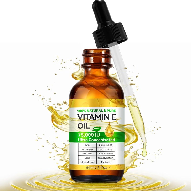 Vitamin E Oil for Scars - All-Natural Vegan Skin Moisturizer | 2.02 FL OZ