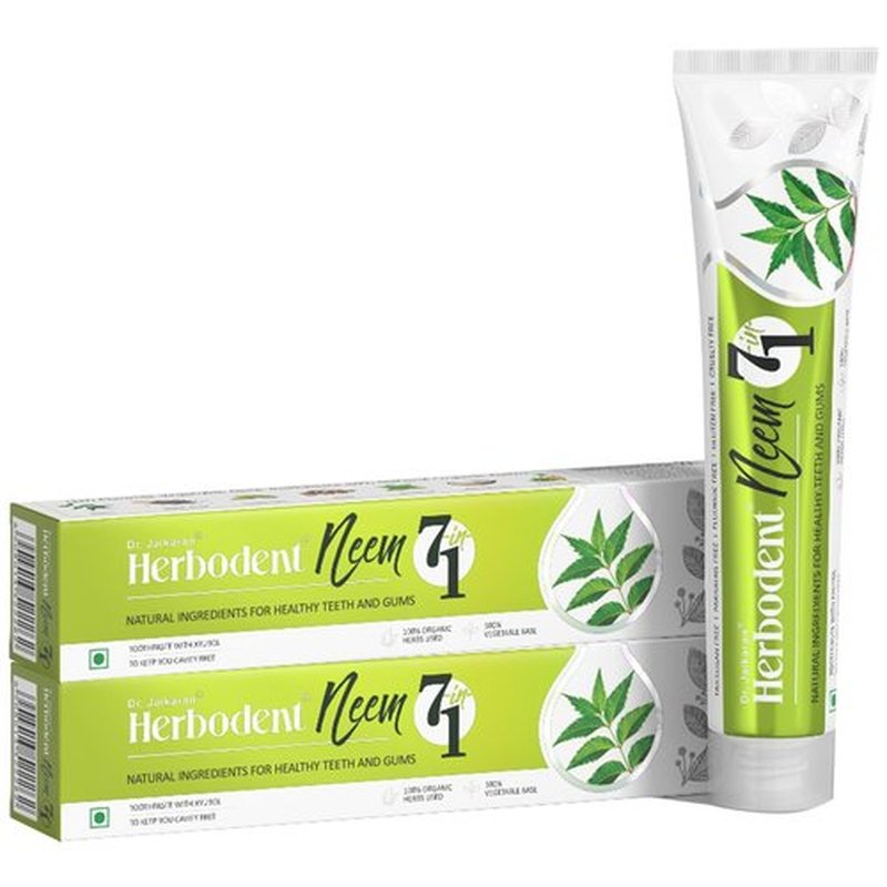 Herbodent® NEEM 7 in 1 Toothpaste-Organic Herbs-Neem, Black Seed & Xylitol for Anti Cavity-Cardamom & Mint for Taste & Freshness-Baking Soda for Excellent Cleaning-No Fluoride, No Paraben -6.53Oz (2)