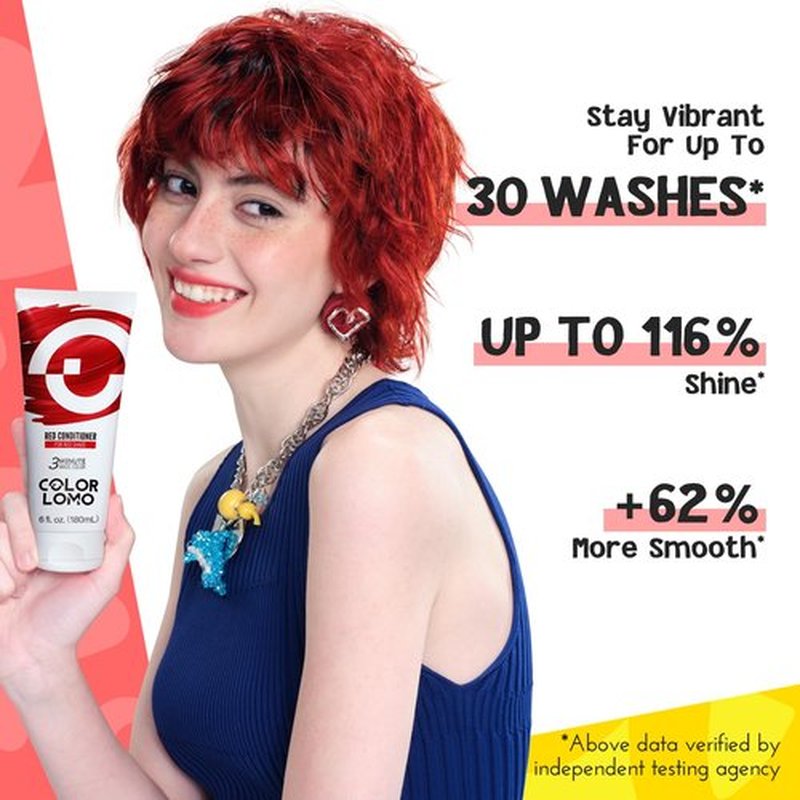 COLORLOMO Color Depositing Conditioner - 6 oz Semi Permanent Hair Color with Shea Butter & Almond Oil- Color Conditioner Depositing Hair Mask - Vegan, Paraben, Ammonia & Sulfate Free - Red