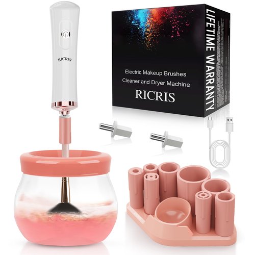 RICRIS Electric Makeup Brush Cleaner Machine - Ultra Fast USB Make Up Brush Washer and Dryer - Automatic Cosmetic Brush Cleanser Tool Clean and Dry in Seconds for Beauty Women, Girls