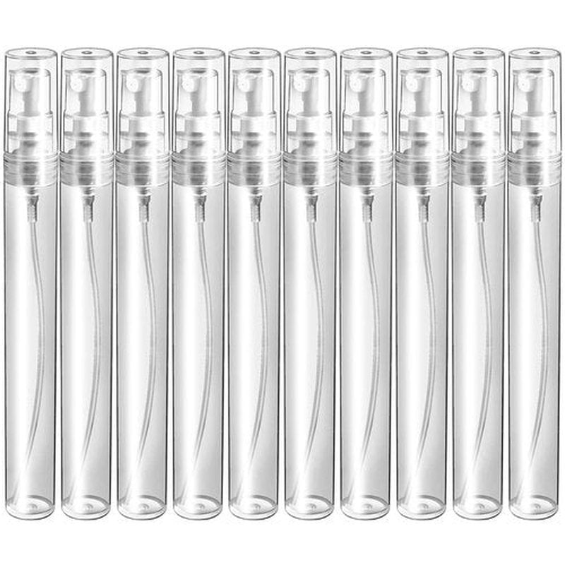 Fandamei Mini Spray Bottle, 10 Pack 10ml Mini Plastic Spray Bottle Empty, Fine Mist Refillable Mini Perfume Bottle, Perfume Atomizer, Small Empty Sample Containers, Plastic Portable Travel Bottle