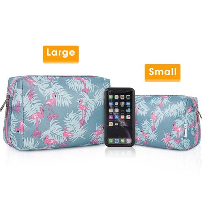 Large Makeup Bag Zipper Pouch Travel Cosmetic Organizer for Women (Large, Flamingo)