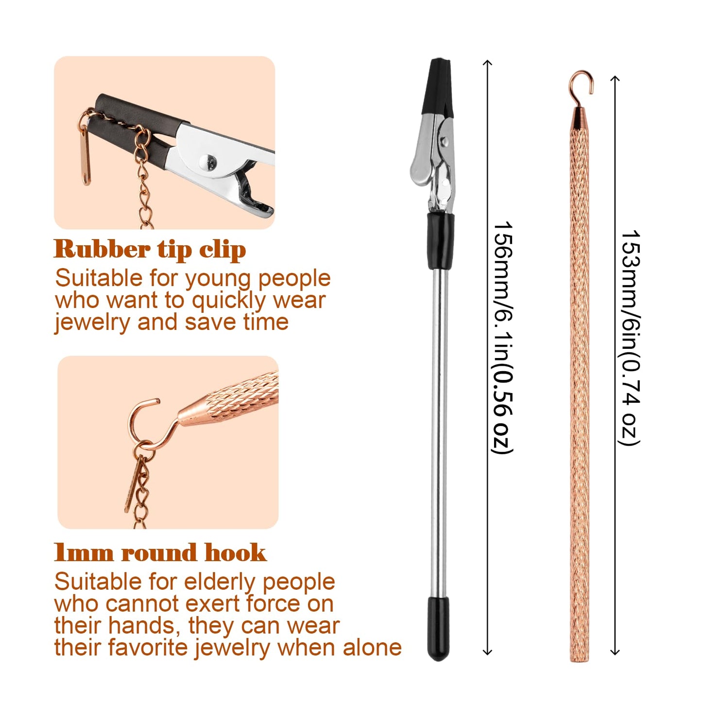 Vnsuyo 2 Pcs Bracelet Helper Tool, Portable Bracelet Helper Easy to Put on Yourself, Fastener Helpers Tool for Jewelry Clasps, Necklace, Zippers, Crafts