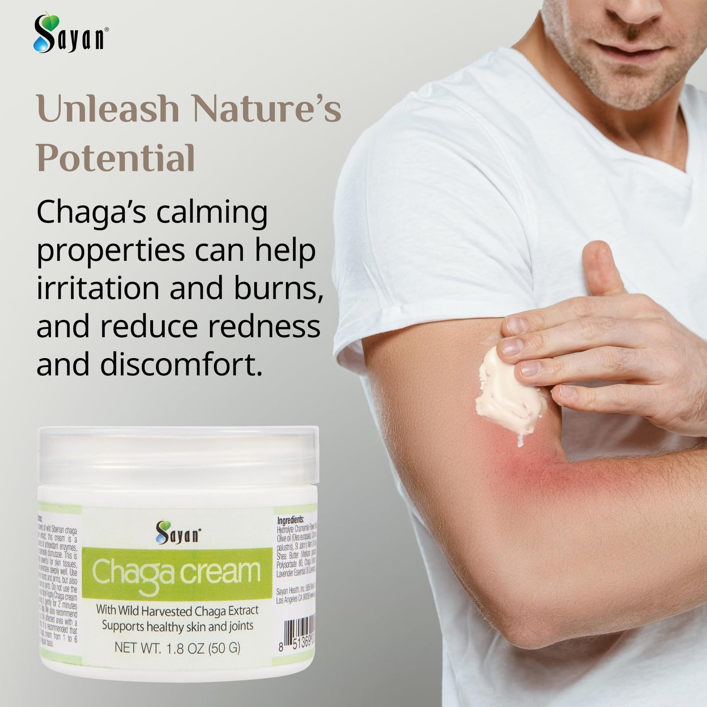 Sayan Siberian Chaga Mushroom Extract Body Cream 1.8 Oz – Luxurious Lotion Rich in Antioxidants, Melanin, Vitamins E and A, Natural Shea Butter, Beeswax, and Coconut Oil – No Added Fillers