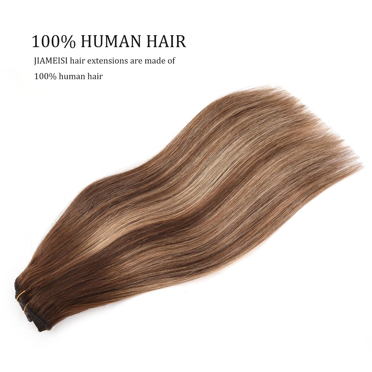 Human Hair Clip in Extensions #4/27 T4 Chocolate Brown to Caramel Blonde 120g 8pcs Straight Clips In Real Hair Extensions Human Hair,14inch Balayage Human Hair Extensions