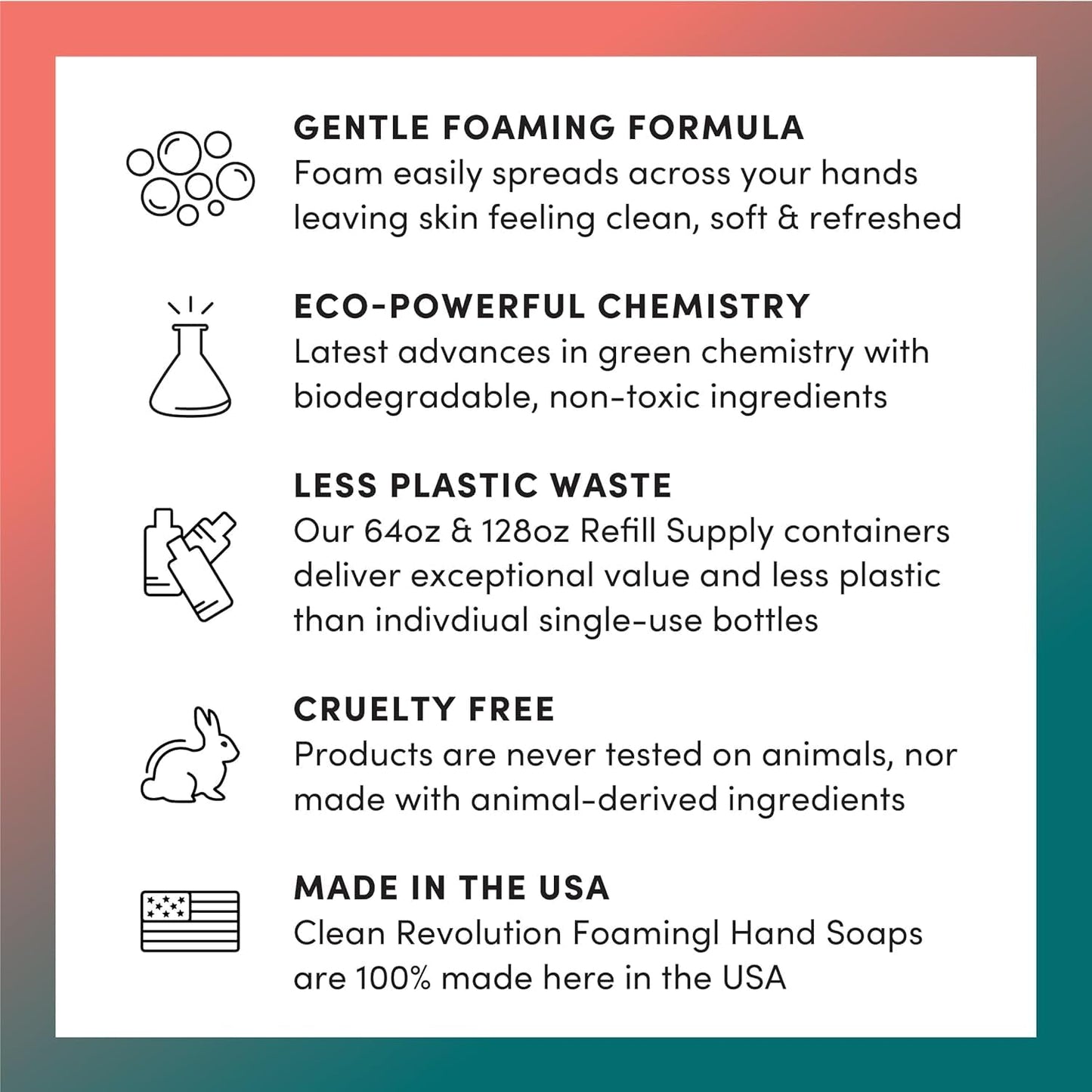 Clean Revolution Foaming Hand Soap Refill with Real Essential Oils, Moisturizing Sulfate-Free Hand Soap, Ready-to-Use Foam Soap Refill for Kitchen & Bathroom (Geranium Mint) 128 Fl Oz, 4 Pack