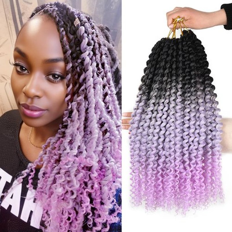 6 packs Passion Twist Crochet Hair Bohemian Curly Braids Water Wave Hair for Braiding Hair 22 Strands/pack Synthetic Fiber Hair Extensions (14 Inch (Pack of 6), Tpurple)