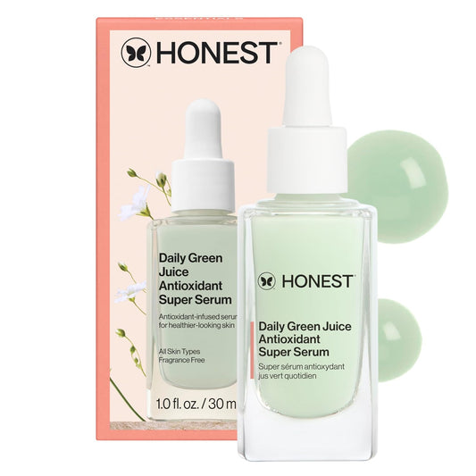 Honest Beauty Daily Green Juice Serum - Antioxidant Formula for Even Skin Tone, Fragrance-Free, 1 fl oz