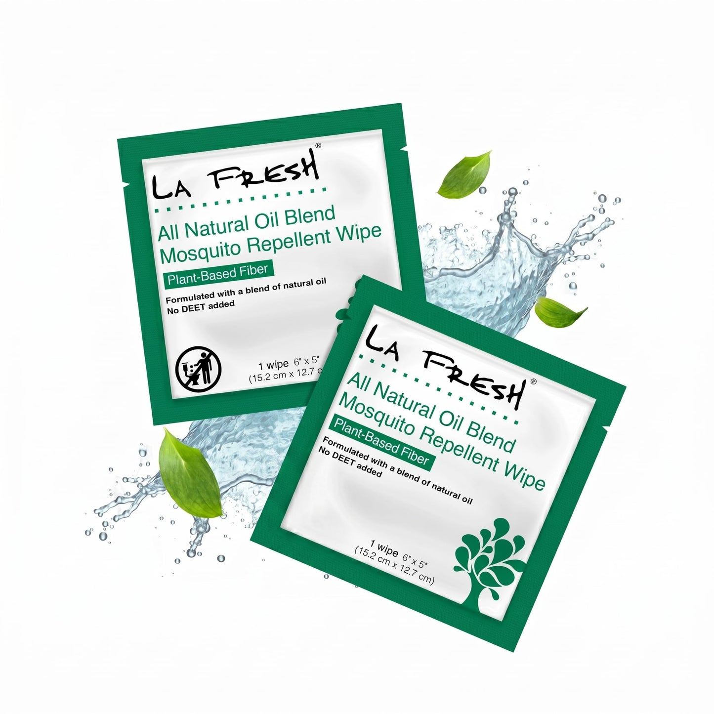 LA Fresh Natural Mosquito Repellent Wipes, 50 Count, Peppermint Scent