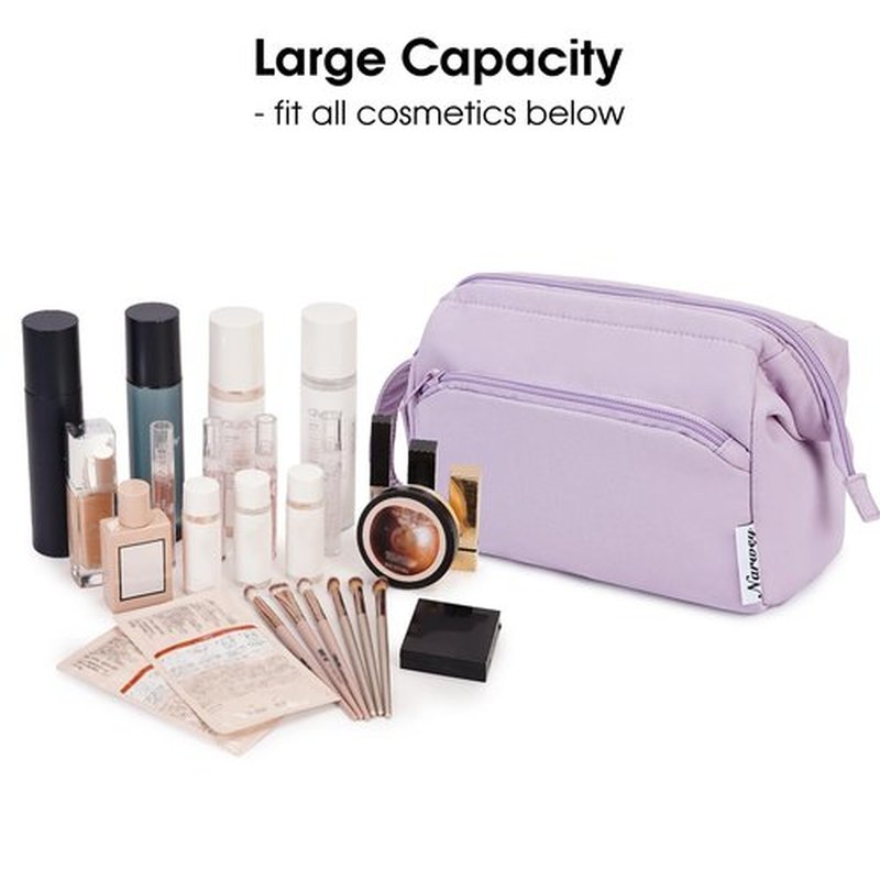 Narwey Large Makeup Bag Women Wide-open Make up Bag Travel Cosmetic Bag Organizer Toiletry Bag for Cosmetics Toiletries Accessories (Purple)