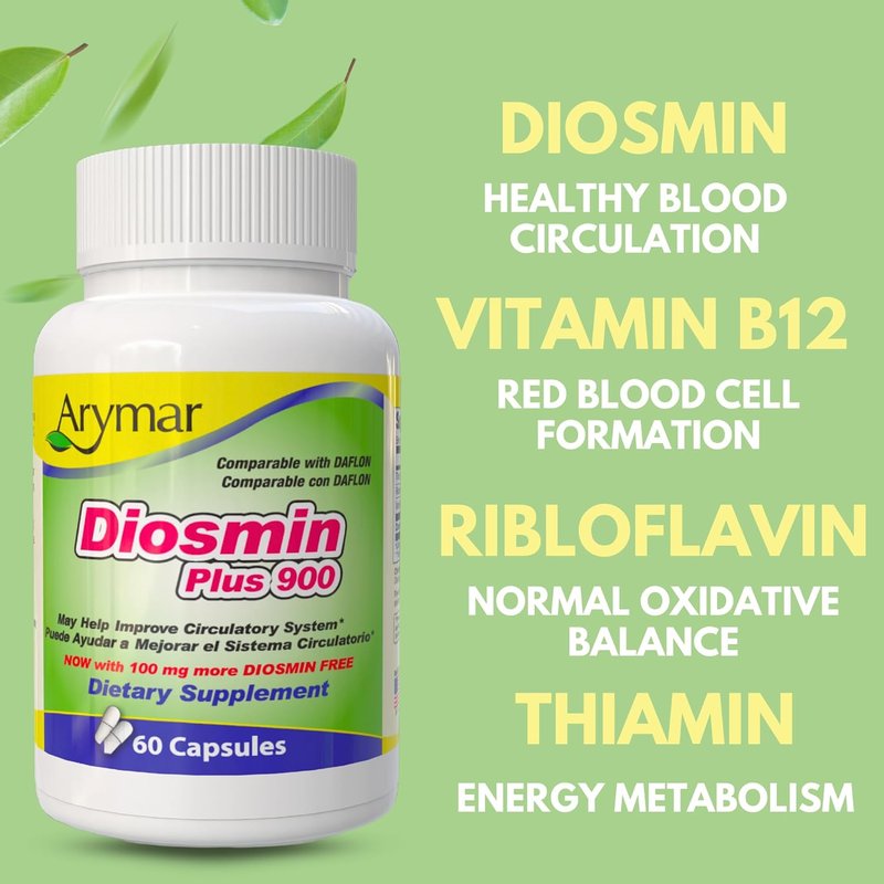 Diosmin Plus 900 - Circulatory System Support Supplement | 60 Capsules for Enhanced Vascular Health
