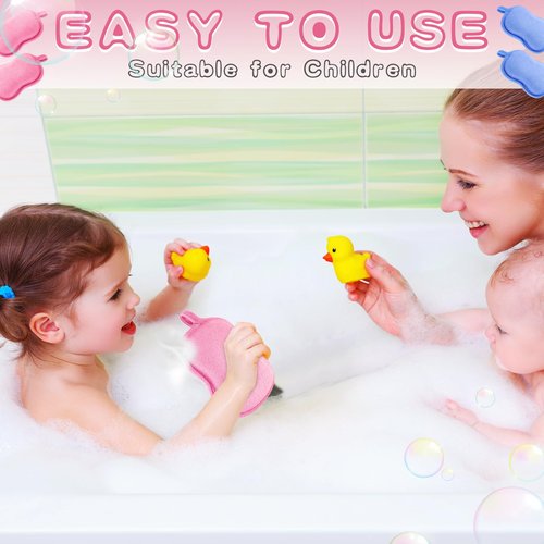 Tatuo 4 Pieces Baby Bath Sponge Cotton Baby Sponge Soft and Absorbent Sponge for Kids Babies Men Women (Pink,Blue)