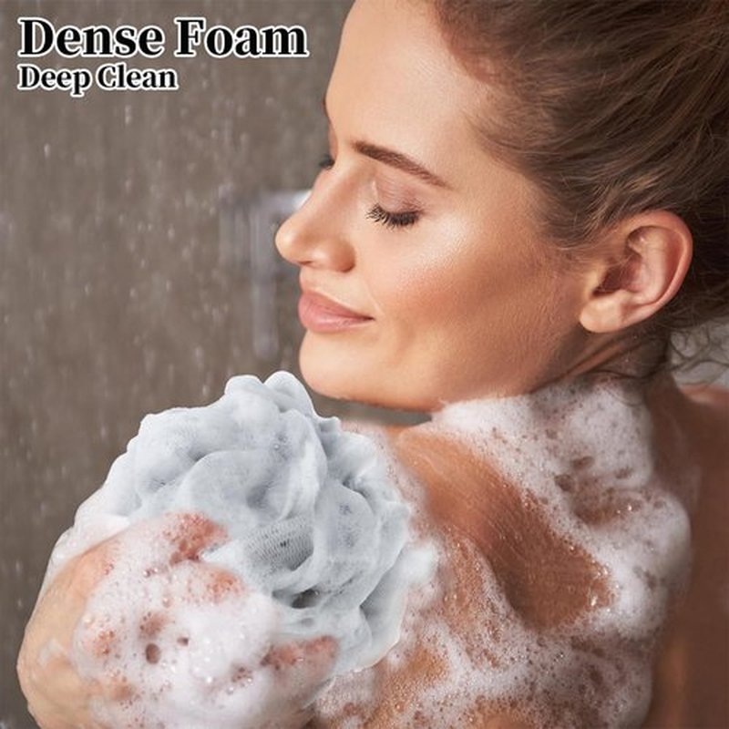 BCKENEY Bath Loofah Shower Sponge Body Back Scrubber Soft Mesh Shower Puffs Exfoliating Loofa for Women & Men Bath Accessories Cleaning Tool (4Pcs 60G Shower Puffs, Luxury)