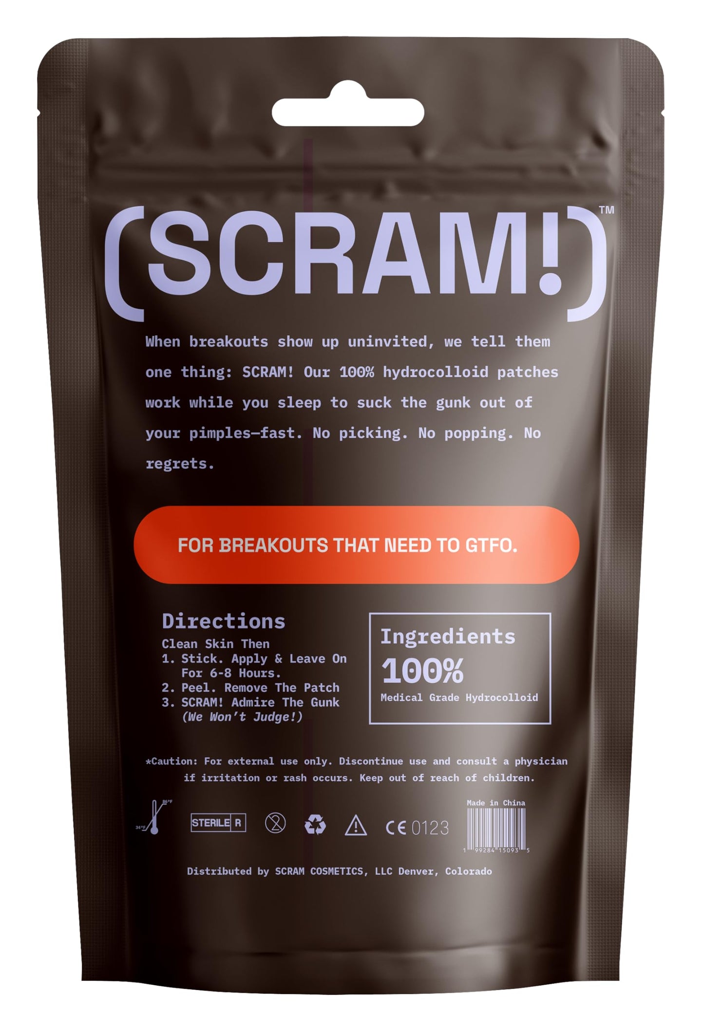 SCRAM! Acne Patches – 100% Medical Grade Hydrocolloid Acne Pimple Patch for Zits and Whiteheads; Fast Acting Spot Patch For Face And Skin (36 Count)