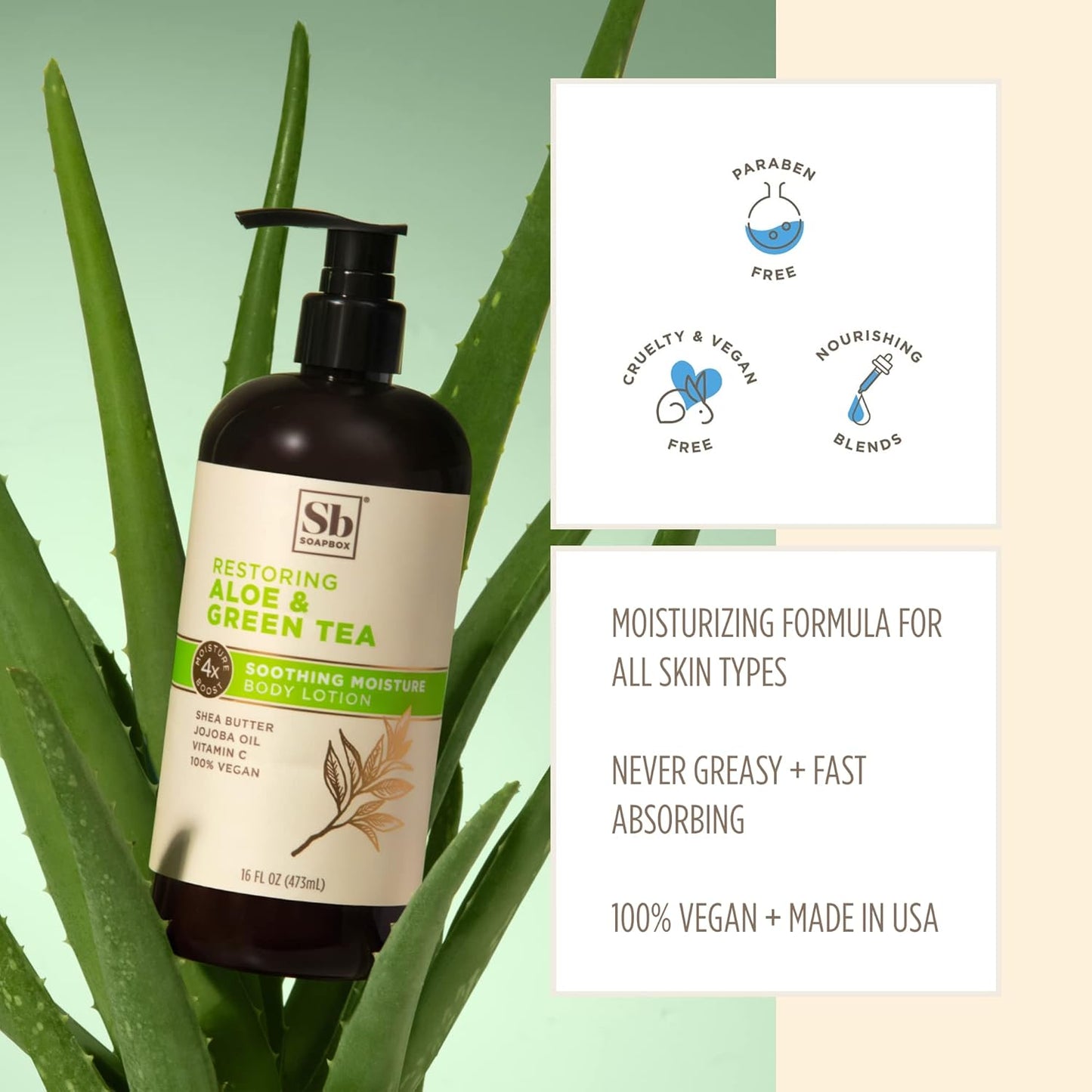 Soapbox Moisturizing Body Lotion, Coconut Milk & Sandalwood with Aloe and Shea Butter, Pack of 3 Hand Lotion Bottles, Vegan Skin Care Products, Moisturizer for Dry Skin, 3 Pack, 16oz Each