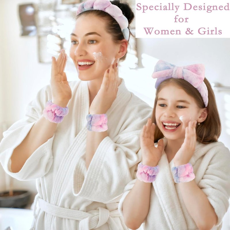 Canitor Spa Headbands Set - Non-Slip Makeup Headbands & Wrist Towels for Skincare | Cute Teen Girl Gifts