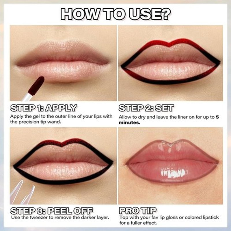 Peel Off Lip Liner Stain, Timbersonic Peel Off Lip Stain, Boulari Lip Stain Peel, Long-Lastin, Waterproof, Smudge-Proof Peel Off Lip Stain | Lightweight, Non-Sticky Lip Stain Peel Off (01#)