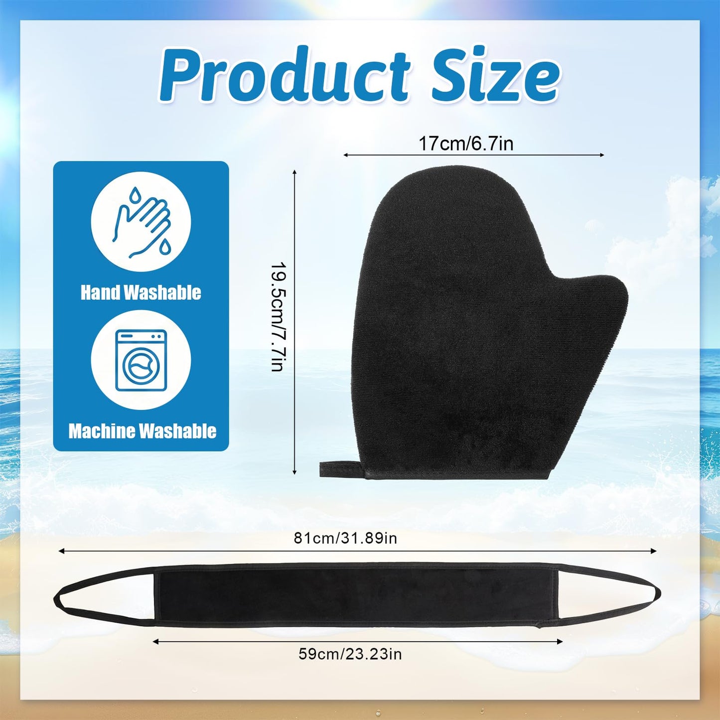 Self Tanning Mitts, Back Self Tanner Applicator Double Sided Reusable Sunless Tanning Mittens 4 in 1 Tanner Gloves with Thumb for Tan Lotion