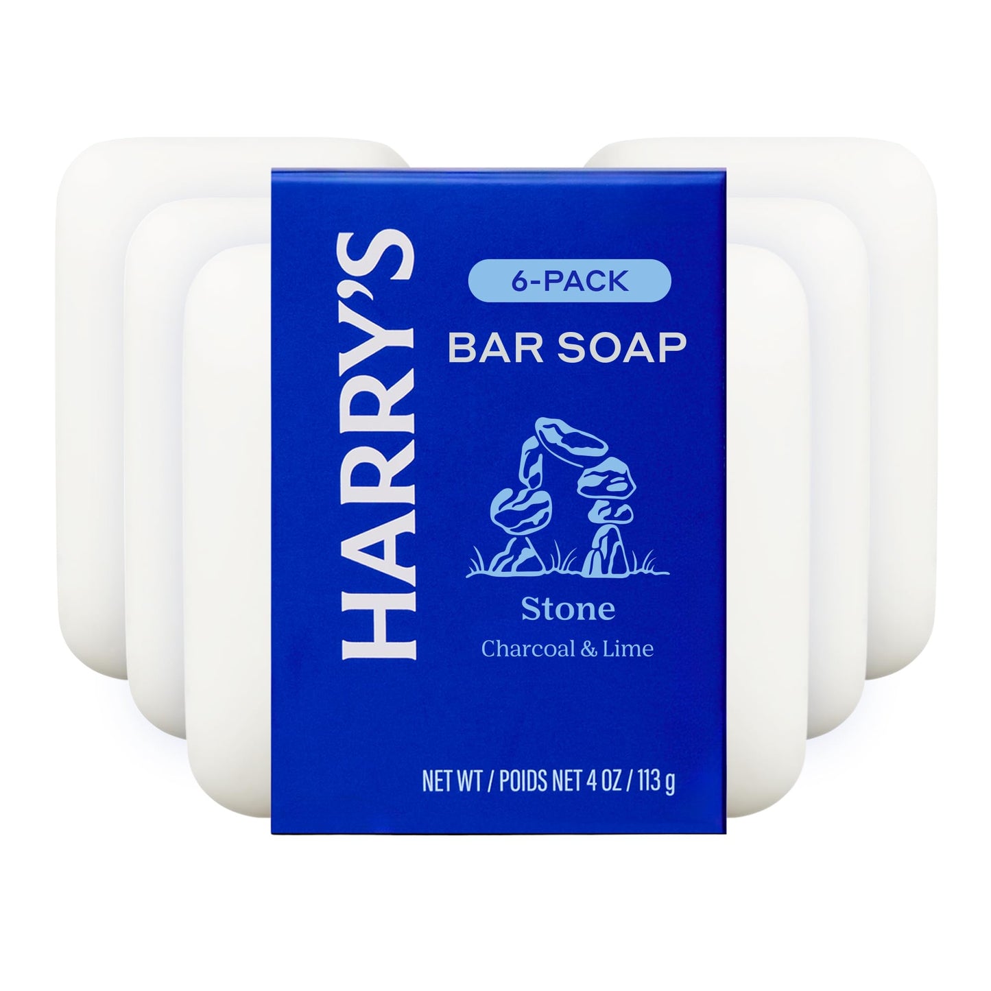 Harry's Bar Soap for Men - Stone Scent, 4 oz Body Soap Bars, 6 Pack