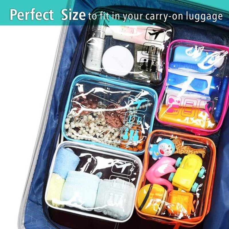 PACKISM Clear Makeup Bag with Zipper - 5 Pack Beauty Clear Cosmetic Bag TSA Approved Toiletry Bag, Travel Clear Toiletry Bag, Quart Size Bag Carry on Airport Airline Compliant Bag, White…