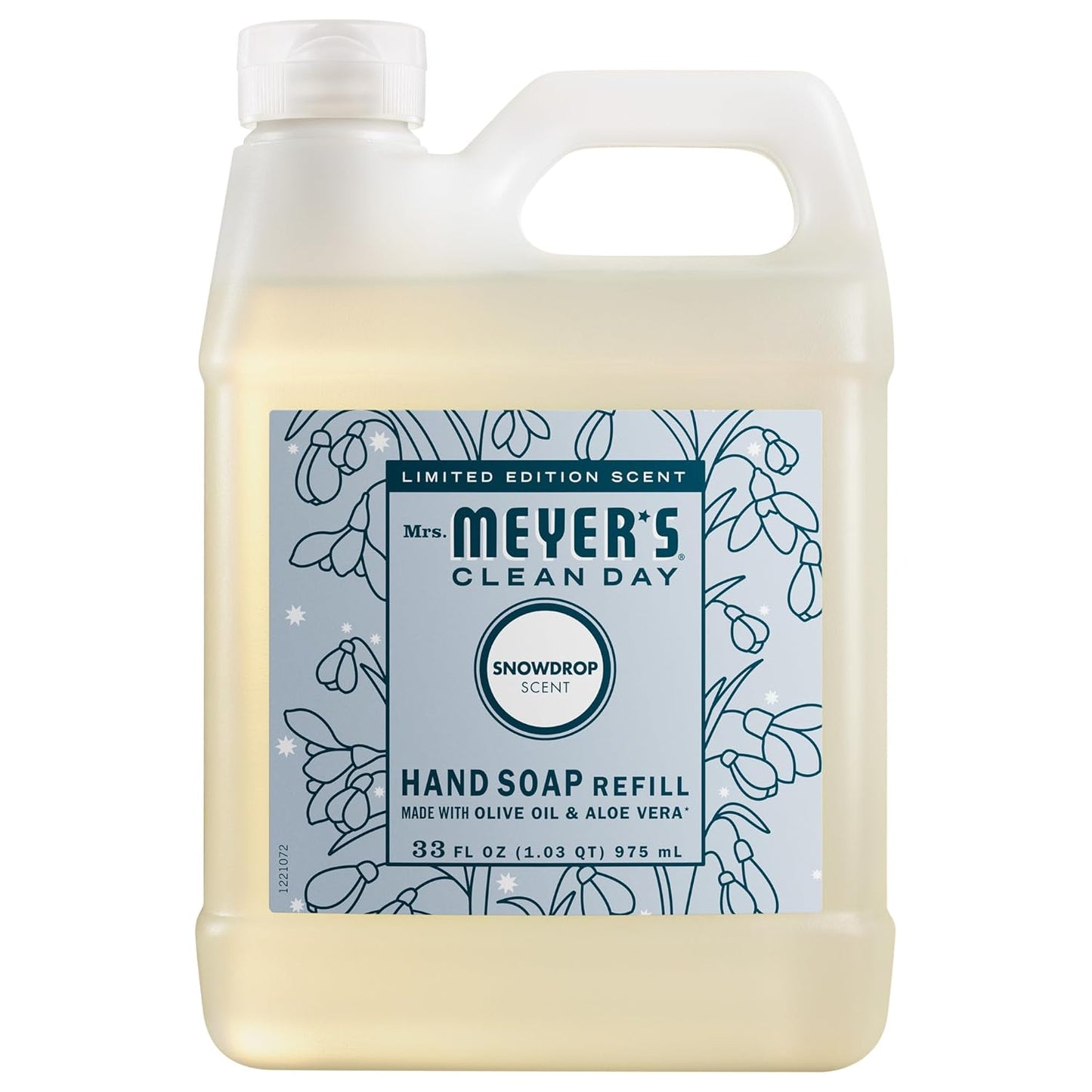 MRS. MEYER'S CLEAN DAY Hand Soap Refill - Snowdrop Scent | 33 Fl Oz Bottle