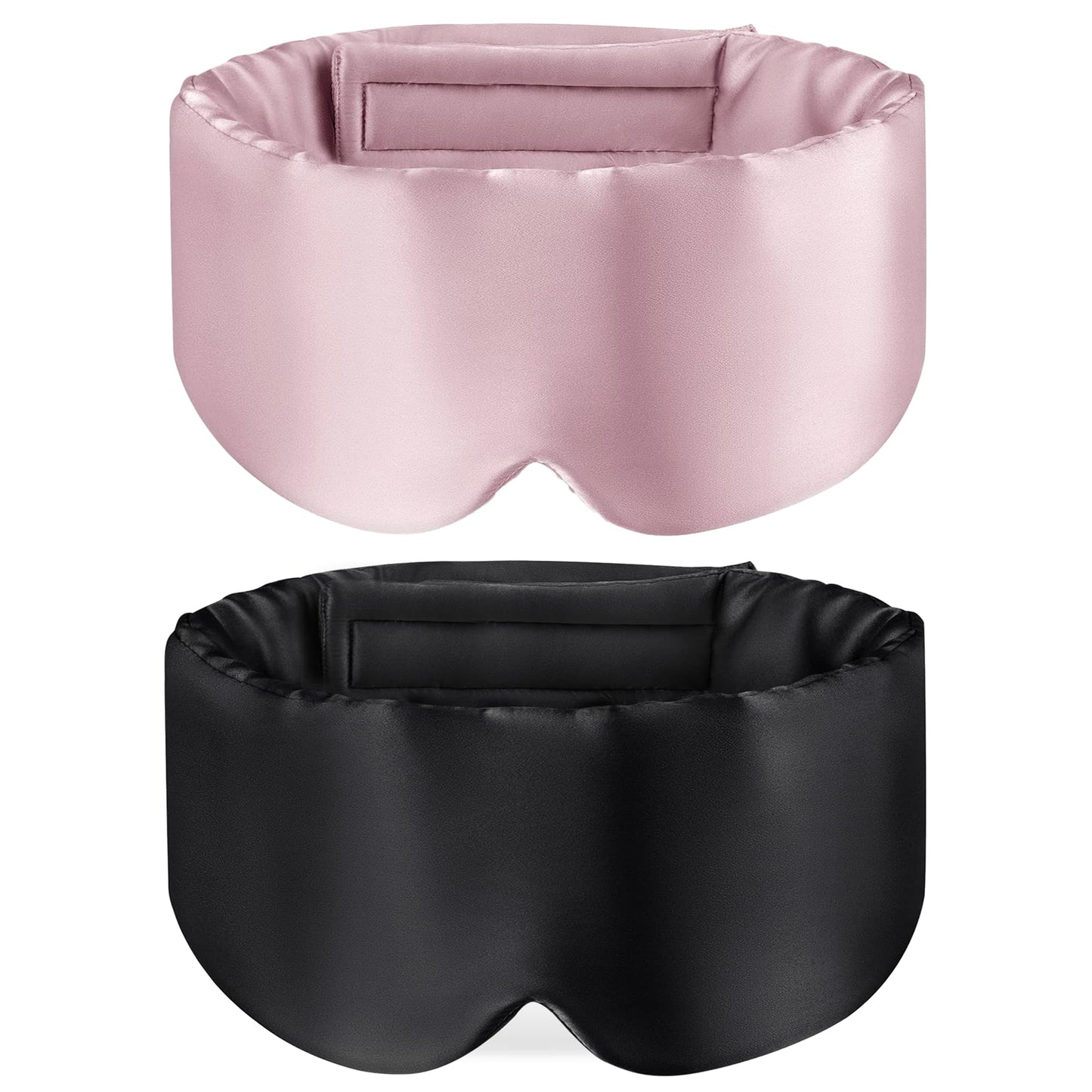 Loouforial Silk Eye Mask for Sleeping 2 Pack, 100% Natural Silk Sleep Masks for Women Men, Soft Pressureless Cooling Blackout Satin Eye Mask Fits All Heads with Adjustable Strap for Home & Travel