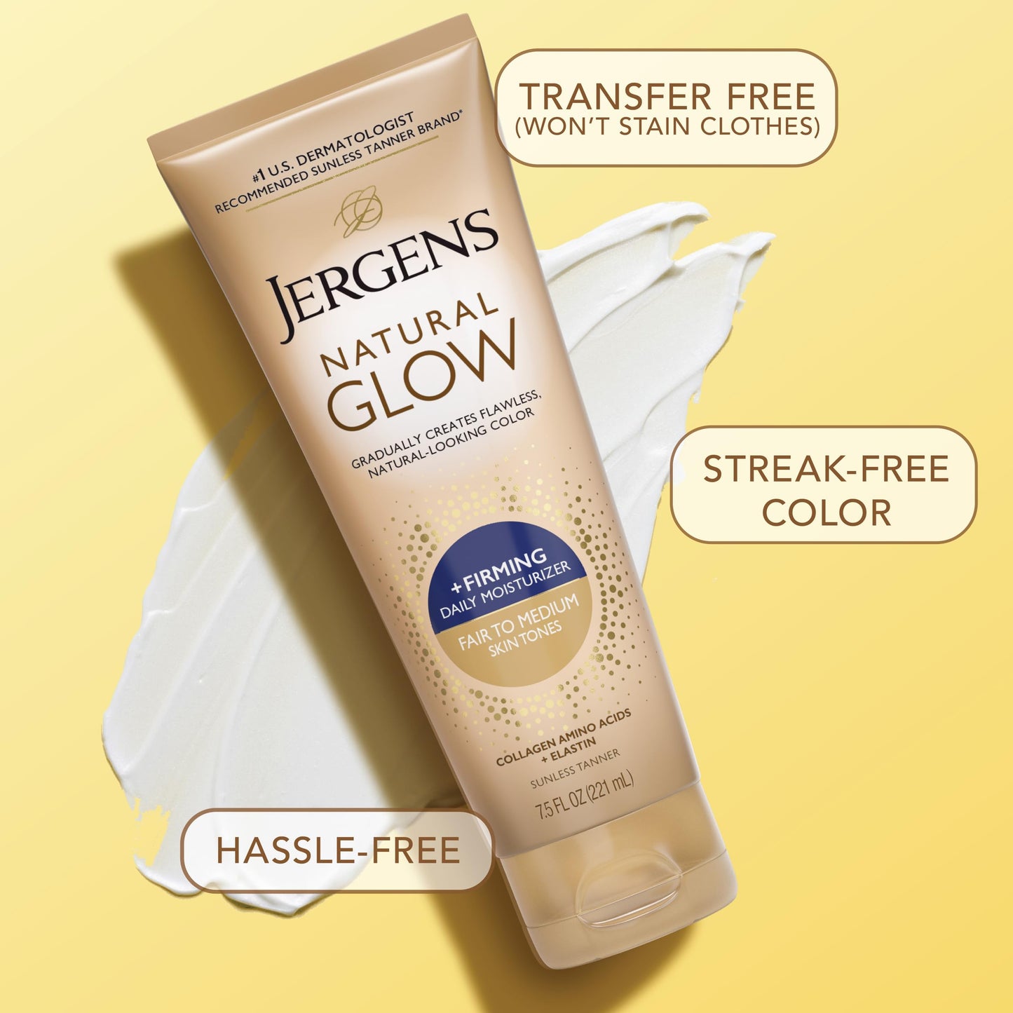 Jergens Natural Gradual Glow Bundle Pack: Daily Moisturizer +Firming 7.5fl oz and SPF20 Face Moisturizer 2fl oz, Fair to Medium