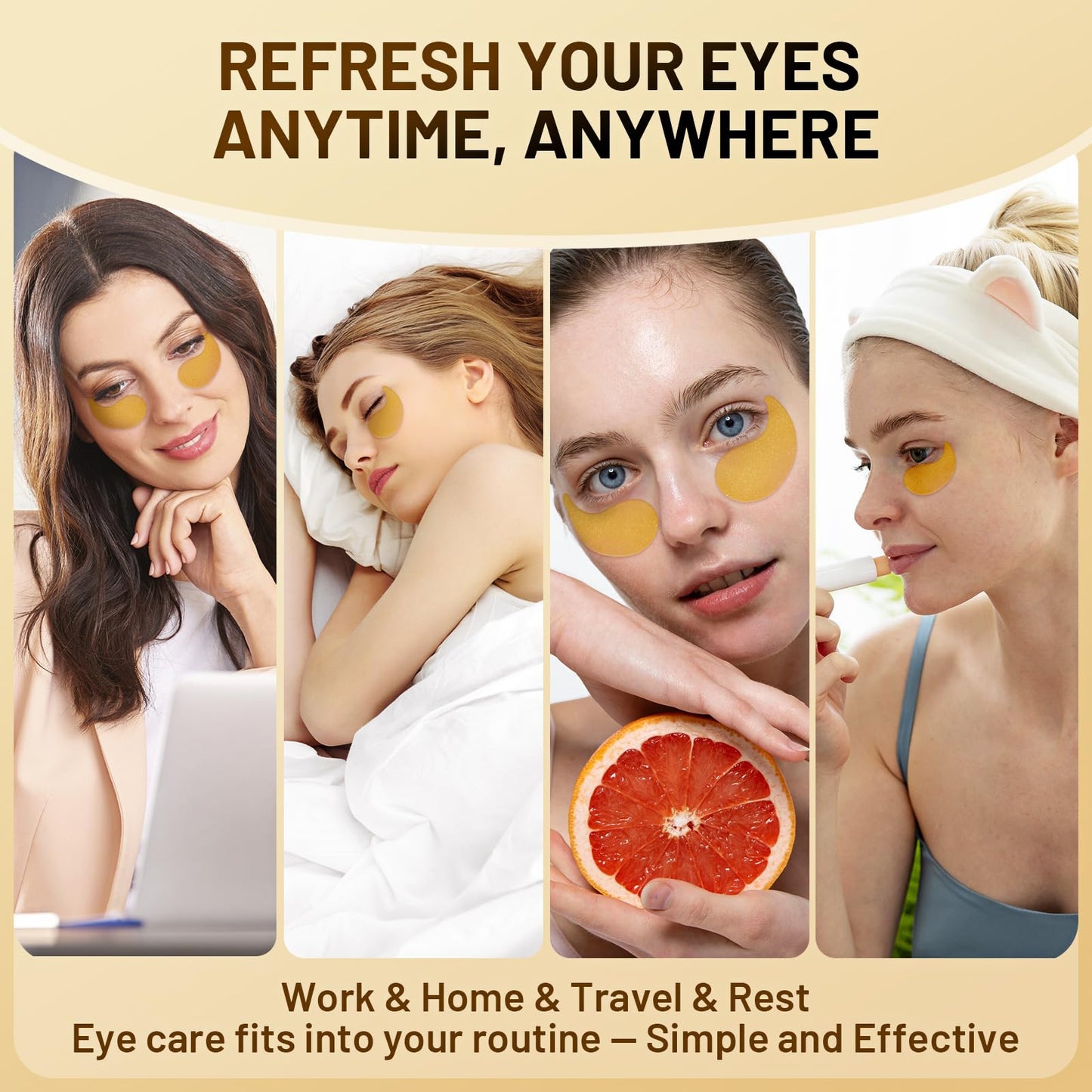 YOYORY Under Eye Patches Masks - for Dark Circles, Puffy Eyes, Fine Lines, Wrinkles, Eye Bags Treatment with Collagen and Hyaluronic Acid,Firming & Cooling, Moisturizing and Hydrating (60 Pcs) GOLD4
