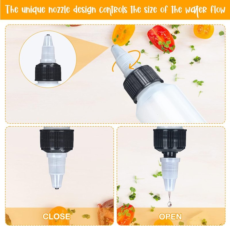Boston Squeeze Bottles - 50 Pcs 2 oz Clear Plastic Dispensing Bottles with Twist Cap & Funnels | Perfect for Liquids & Oils