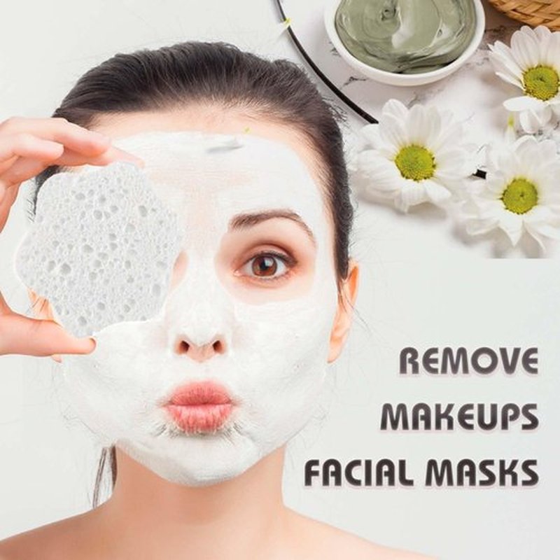 60-Count Compressed Facial Sponges, 100% Natural Cosmetic Spa Sponges for Facial Cleansing, Exfoliating Mask (White Flower)