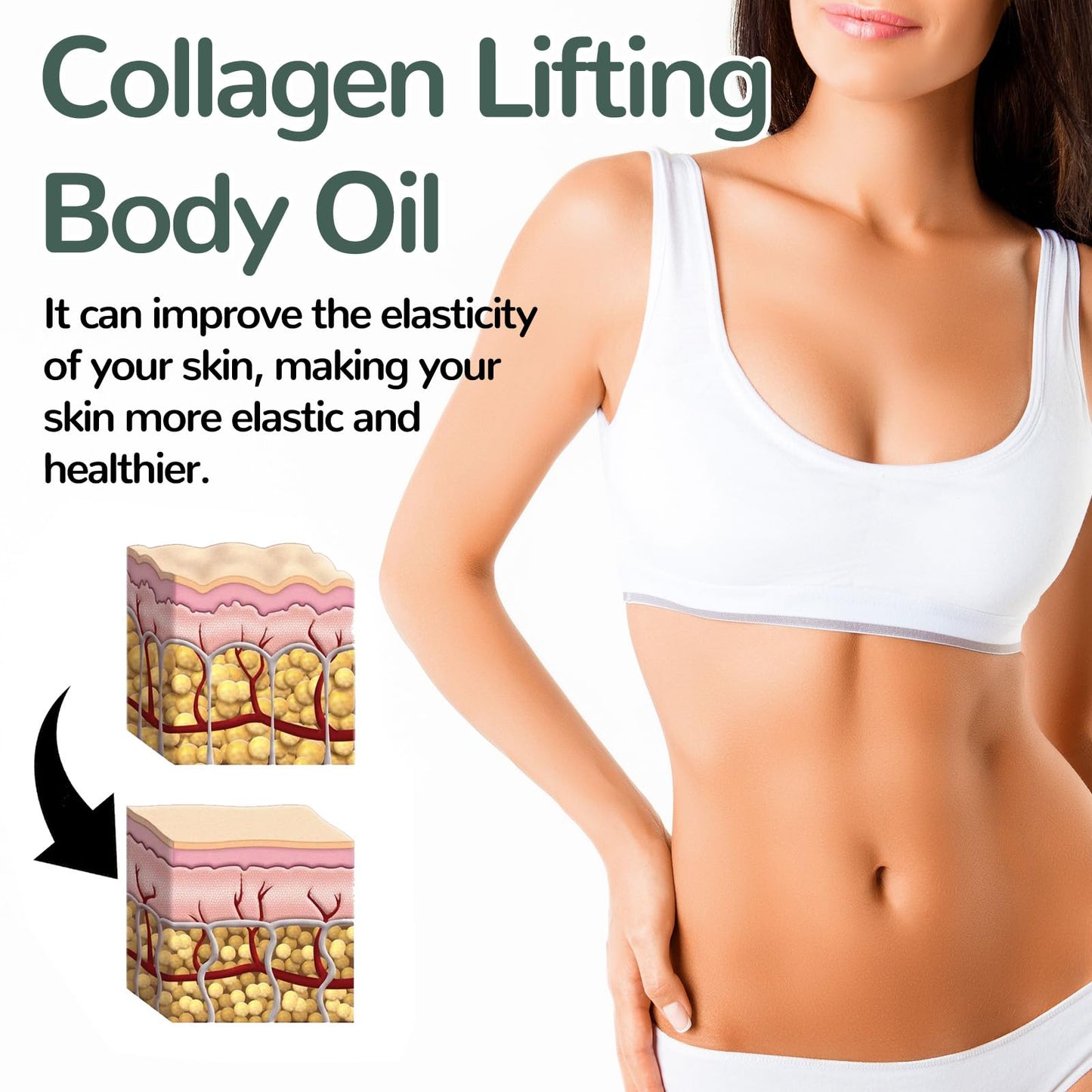 GLPYUEW Hydrating Collagen Oil For Body & After Shower,Moisturizing Anti Aging Silk Body Oils for Women & Men,Smooth & Anti Wrinkles,Helps Soften Appearance Of Crepey Skin,3.38 Fl Oz (Pack of 2)