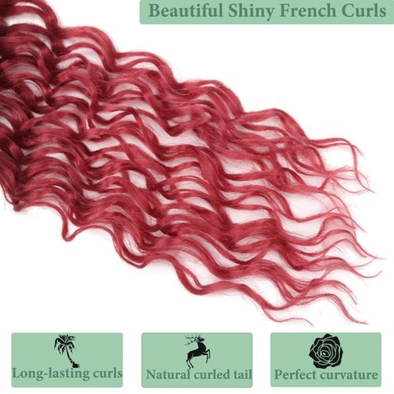 Deep Faux Locs Crochet Hair 14 Inch 8 Packs Pre Looped Deep Wave Crochet Braids Soft Locs Crochet Hair with Curly Ends Goddess Locs Crochet Hair Extensions(Black mixed Burgundy)