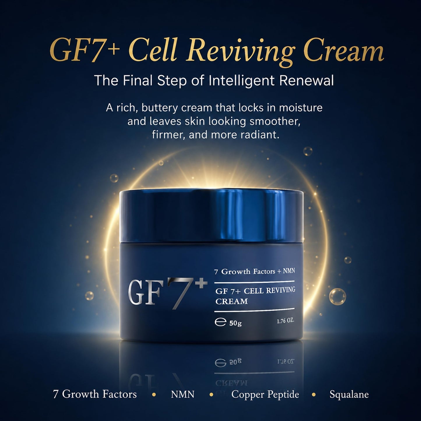 CELLREON GF 7+ CELL REVIVING CREAM – Youthful Looking Face Cream with NMN & Copper Peptide, Botanical Extracts Firming Hydrating Peptide Moisturizer for All Skin Types (1.76 oz)