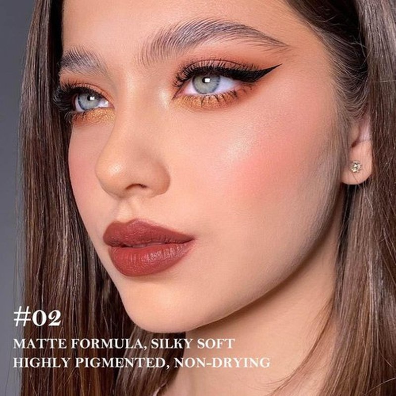 JUAAZIN Smokey Topaz Gradient Matte Lipstick Crayon Lip Liner pencil, Flawless Contour Gradual Ombre Effect lip Pencil, High Pigmented Long Lasting Waterproof Smudge Proof Lipstick Pencil 02#