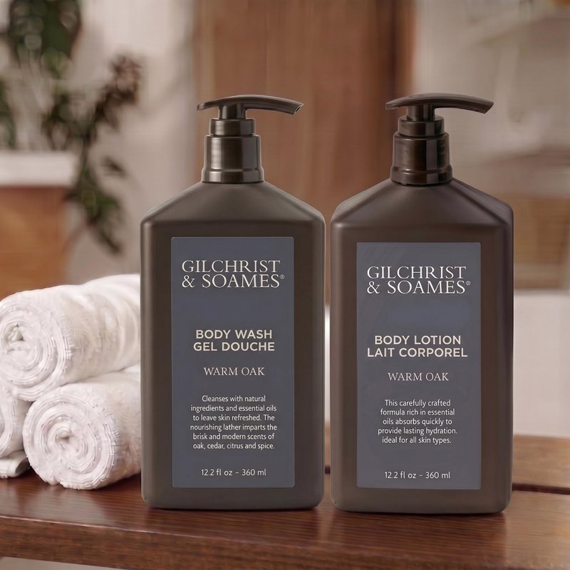 Luxury Hotel Body Lotion & Wash - Warm Oak Scent - 12oz Set | Spa Quality Care
