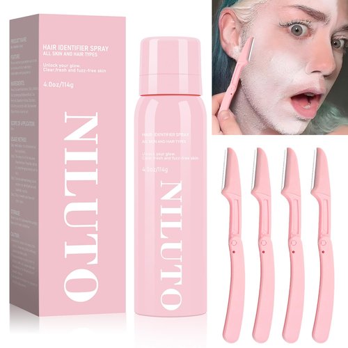 NILUTO Hair Identifier Spray for Face Shaving, Moisturizing and Skin Care Dermaplaner Spray,Skin Body Face Hair Identifier Spray Comfortable Face Shaving Powder Spray