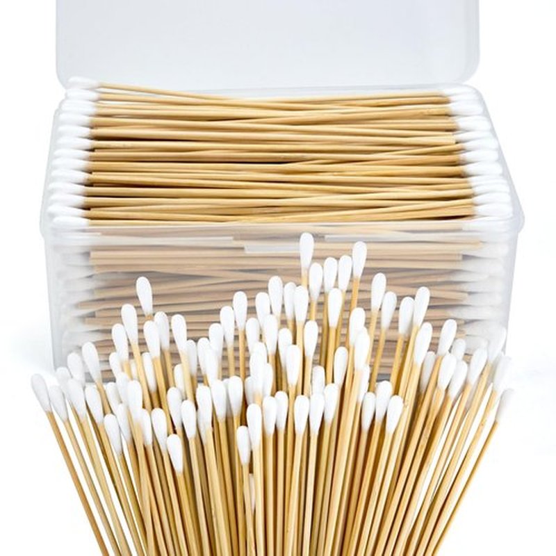 600Ct 6'' Lint Free Long Cotton Swabs - Pure Cotton Tips Gun Cleaning Swabs with Durable Stem, Also fit Makeup, Pet Care, Electronic, Household, boxed(Round Tip)