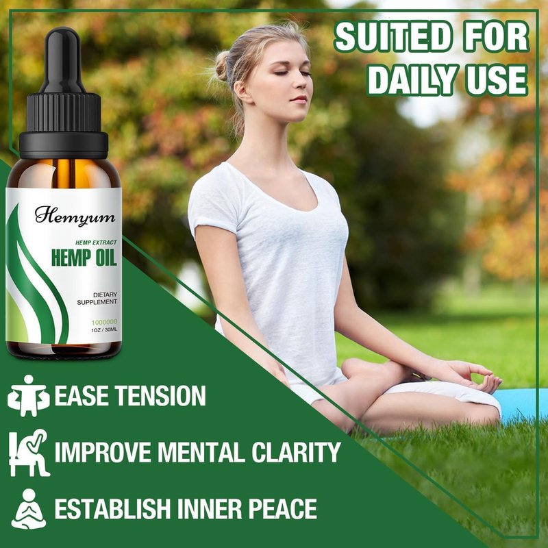 Hemp Oil Drops - High Potency 1,000,000mg Natural Extract for Pain Relief & Relaxation | Immune Support, Mood Enhancement
