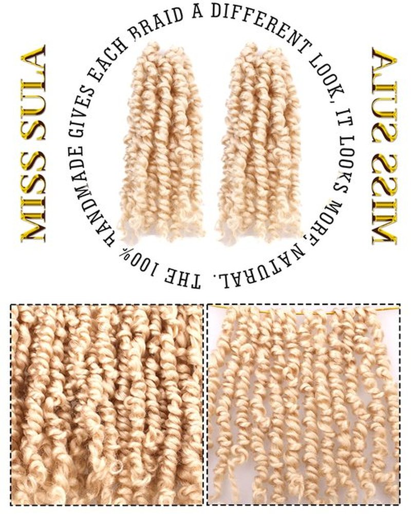 Miss Sula Passion Twist Hair-Pre-twisted Passion Twists,Pre-Looped Crochet Braids Made Of Bohemian Hair Synthetic Braiding Hair Extensions (6 Inch(Pack of 2), 613#)