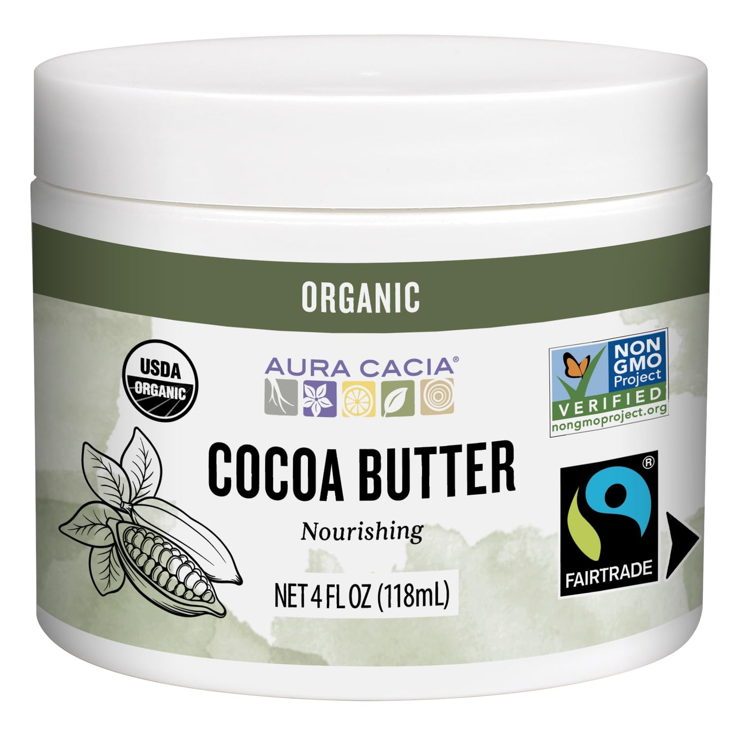 Aura Cacia Natural Cocoa Butter, 4 Ounce (113 g)