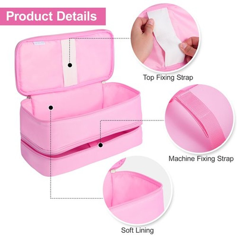 GENCAM Double-Layer Carrying Case for Shark Flexstyle, Travel Case for Shark 430/440 Flexstyle, Portable Storage Case for Shark Flexstyle/Dyson Airwrap Styler and Attachments (pink)