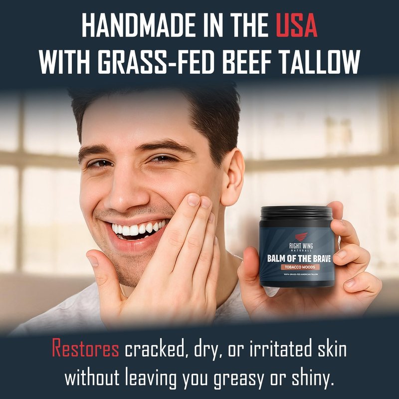 Handmade Grass-Fed Beef Tallow Balm - Moisturizing Face & Body Butter for Soft Skin | 4oz Unscented