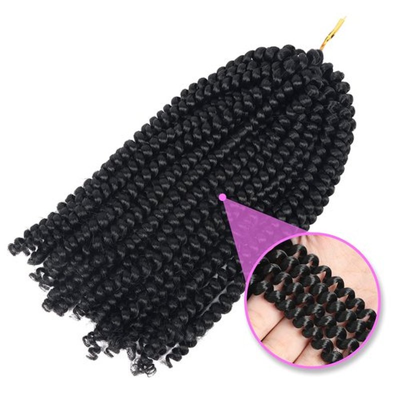 7 Pack Spring Twist Crochet Braiding Hair 10 Inch Bomb Twist Crochet Braids Ombre Colors Low Temperature Synthetic Fluffy Hair Extensions 15 Strands 75g/Pack (10 inches, 1B#)
