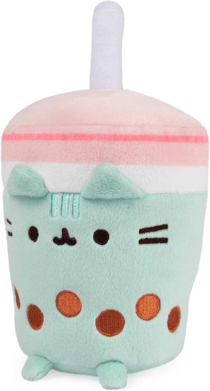 Pusheen Boba Tea Cup Plush Cat Stuffed Animal | Soft Green/Pink Toy for Ages 8+ - 6”