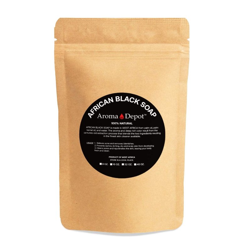 Raw African Black Soap Powder - Natural Acne & Eczema Relief | 1 lb for Face & Body Wash