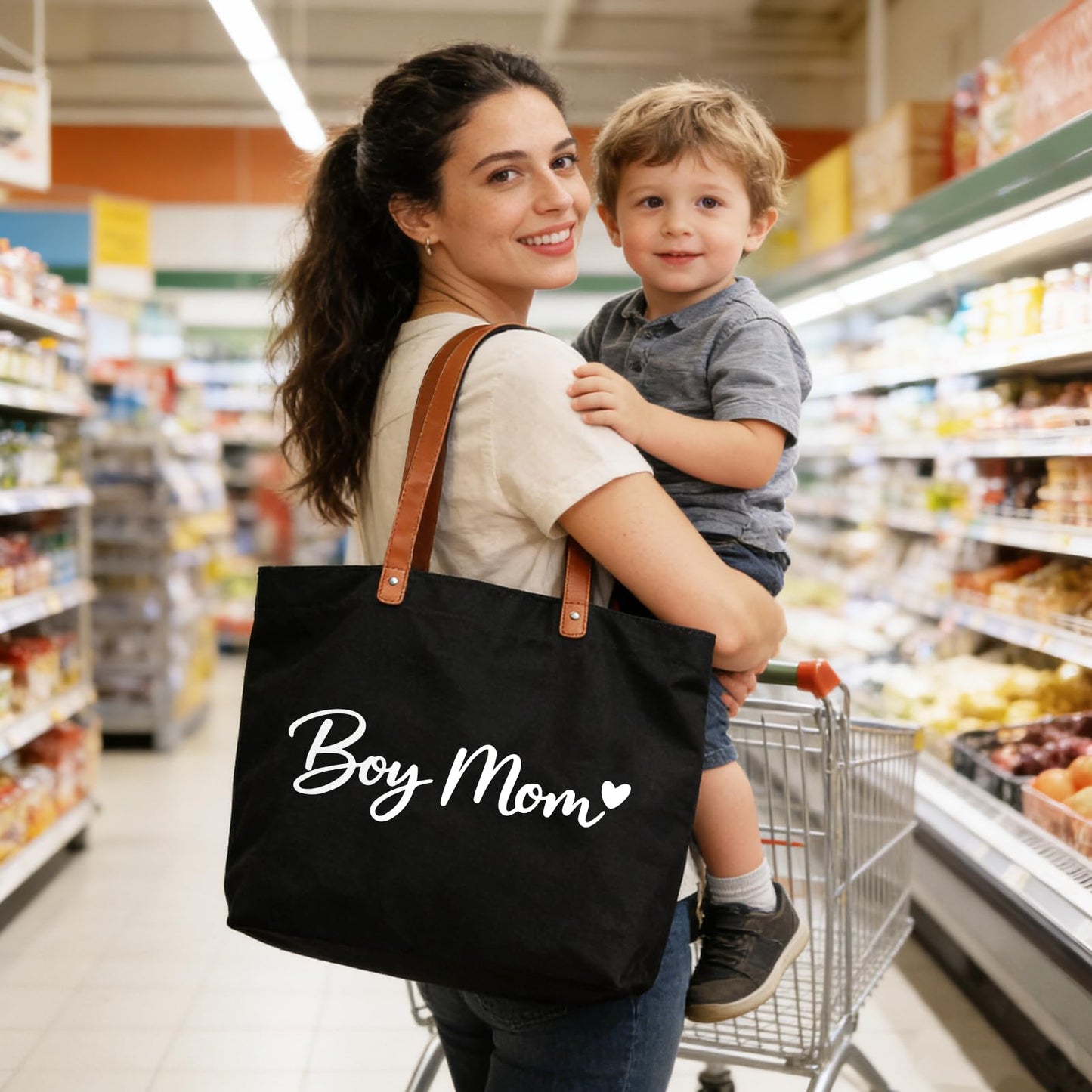 Lamyba Boy Mom Gifts, Mothers Day for Mom of Boys, Funny Mom Tote for Birthday,Everyday Use