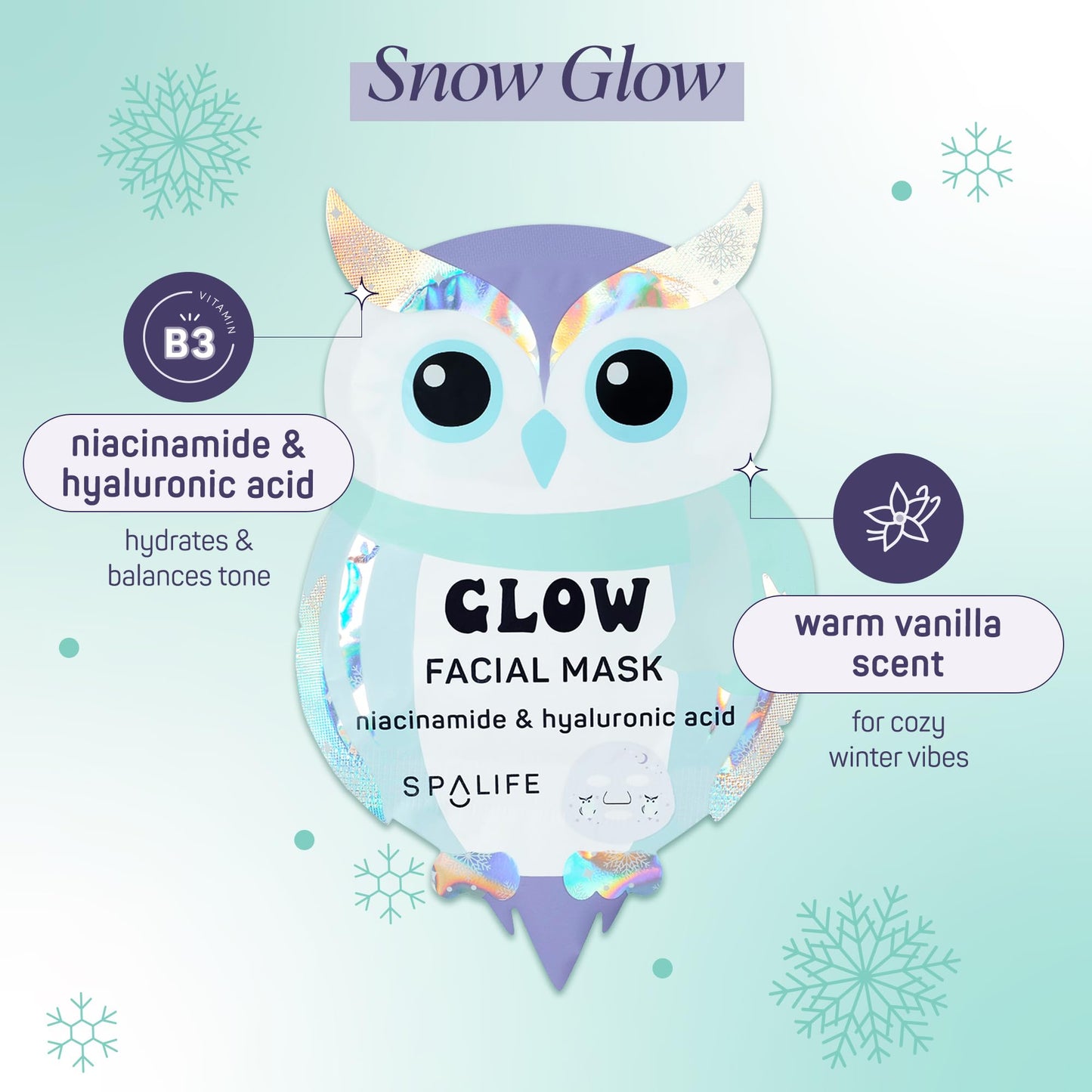 SpaLife Beauty Winter Wonder Animals Christmas Face Mask Bundle | Korean Facial Masks | Hydrating, Firming and Glowing Sheet Mask Set | Christmas Gifts for Women | 12 Pack