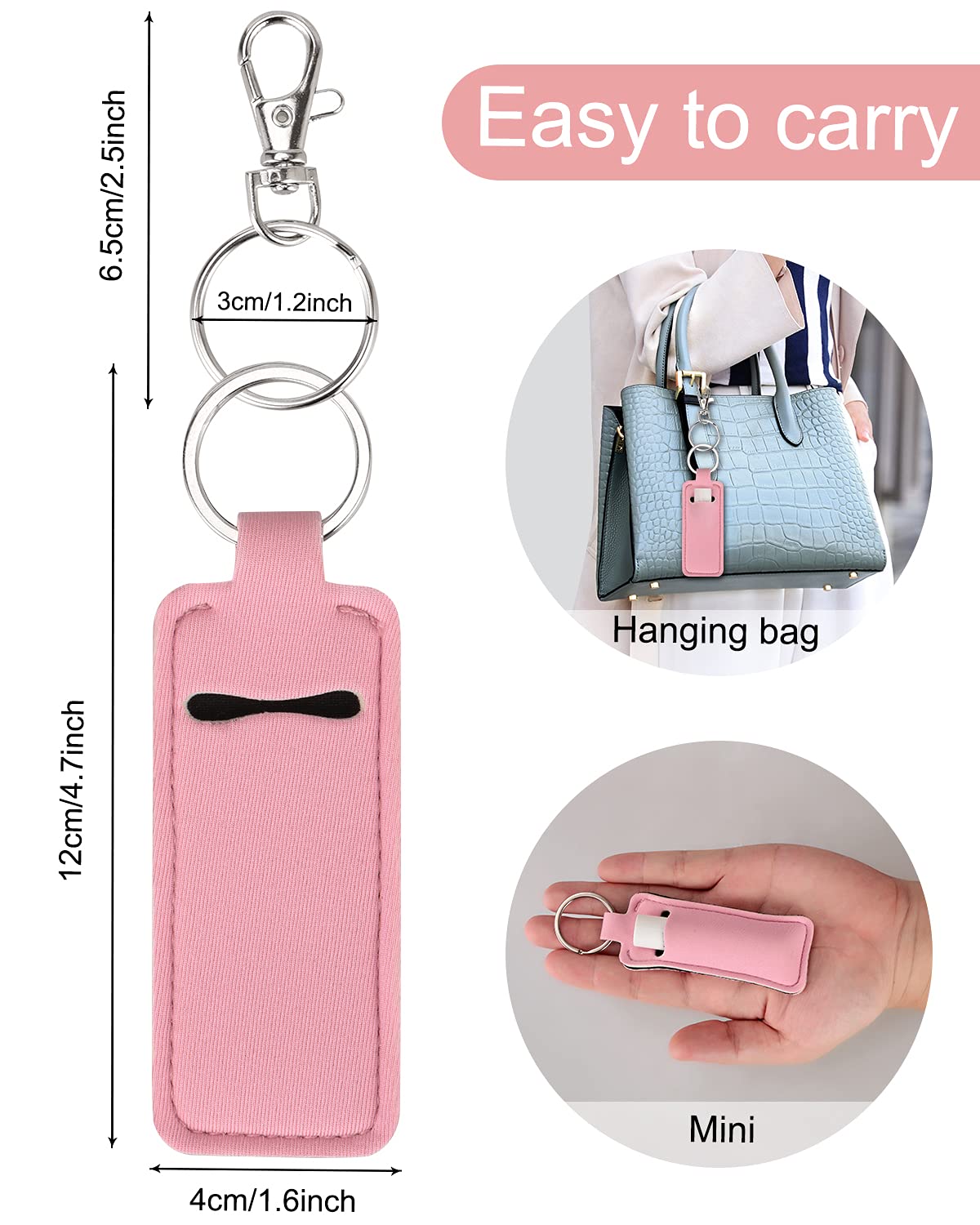 Meiiy Chapstick Holder Keychain Lip Balm Keychain Lipstick Sleeve Pouch Portable Pocket Lip Gloss Tube Holder Stocking Stuffers Gift for Women (10pcs-new)