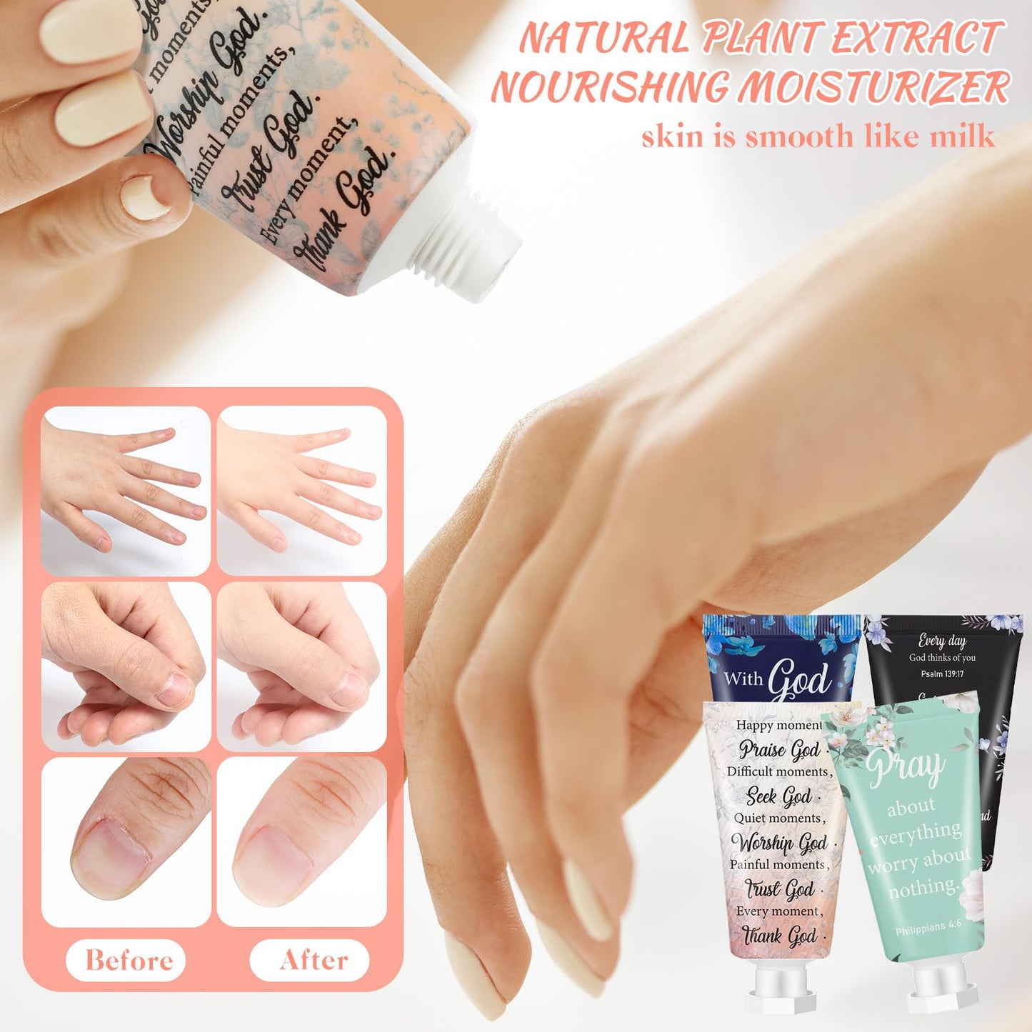 48 Pcs Christian Hand Cream Bulk for Women Mini Travel Size Bible Verse Lotion Dry Skin Hand Lotion for Summer Travel Church Prayers Gifts Coworker Thank You Gifts Wedding Bridal Shower Favors